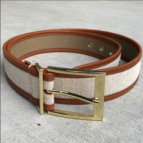 Talbots Accessories - Talbots Linen and Leather belt size L.
